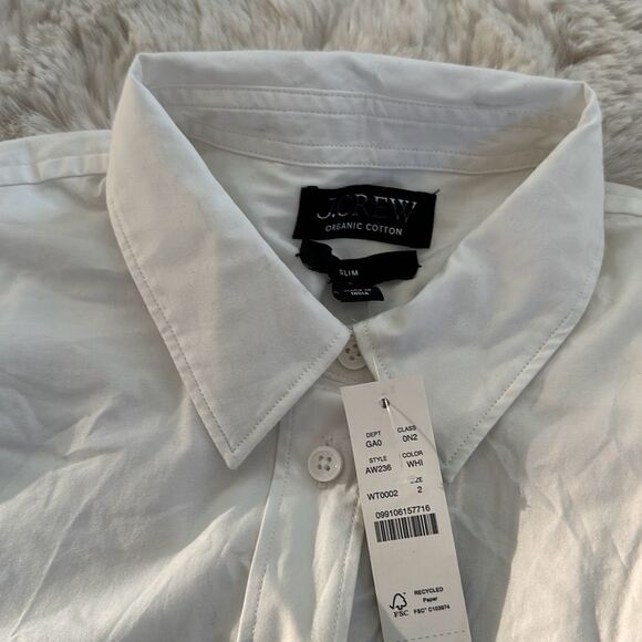 J. Crew Slim-Fit Stretch Cotton Poplin Shirt White Size 2 - Picture 6 of 10